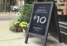 Free Chalkboard A-Frame Stand Mockup PSD