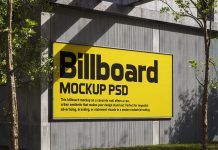 Free Concrete Wall-Mounted Billboard Mockup PSD Set