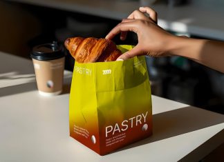 Free Dry Cake Disposable Paper Bag Mockup PSD