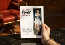 Free Hand-Holding US Letter Flyer Mockup PSD