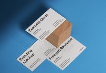 Free Identity Thick Business Cards Mockup PSD