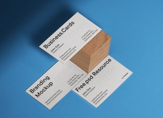 Free Identity Thick Business Cards Mockup PSD