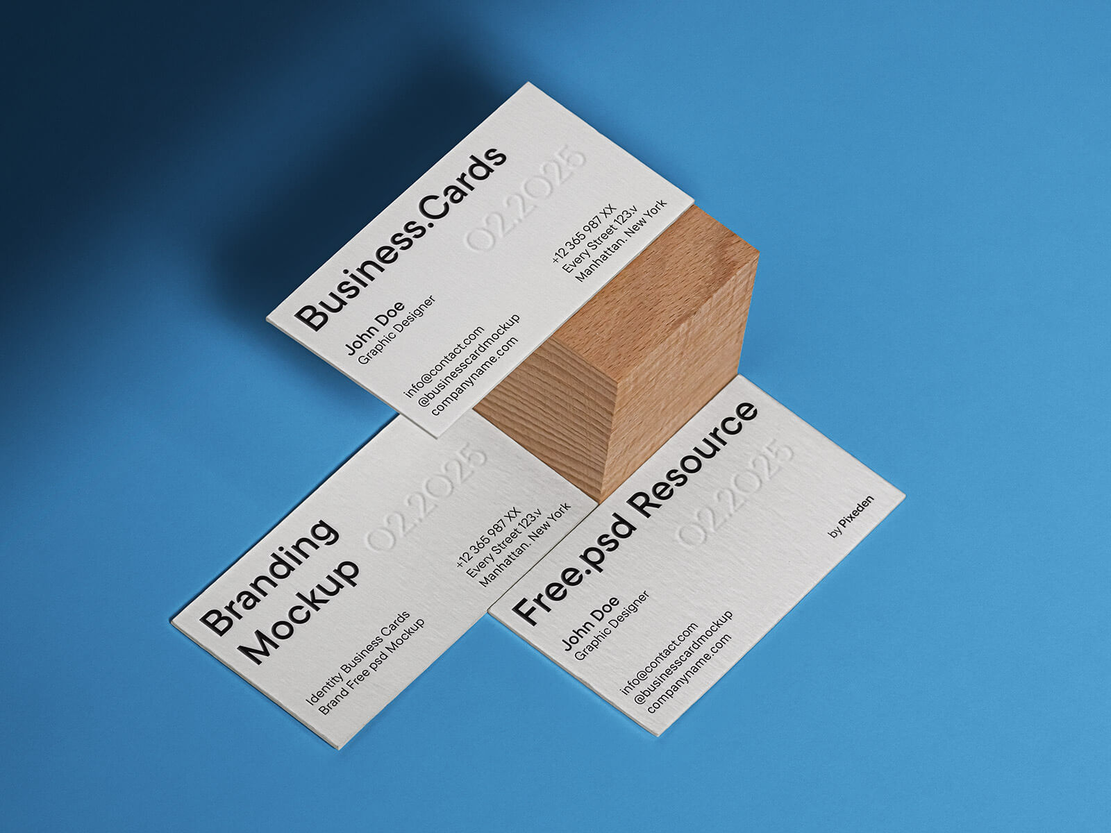 Free Identity Thick Business Cards Mockup PSD