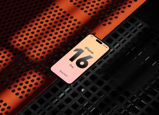 Free Industrial Perspective iPhone 16 Pro Mockup PSD