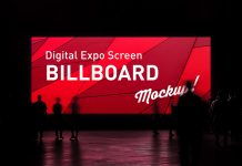 Free Large Digital Backlit Expo Billboard Screen Mockup PSD