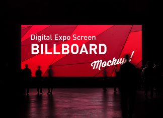 Free Large Digital Backlit Expo Billboard Screen Mockup PSD