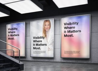 Free Large Subway Citylight Backlit Poster Mockup PSD Set