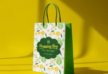 Free Natural Shadow Paper Shopping Bag Mockup PSD