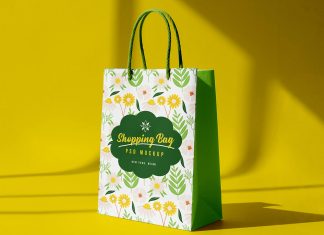 Free Natural Shadow Paper Shopping Bag Mockup PSD