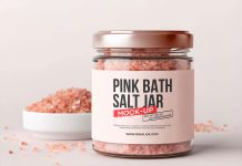 Free Pink Bath Salt Jar Mockup PSD