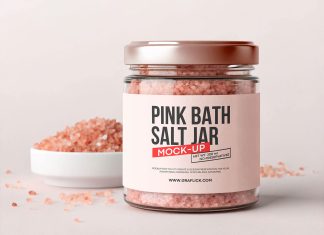Free Pink Bath Salt Jar Mockup PSD