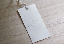 Free Silver Foil Vertical Hanging Tag Mockup PSD