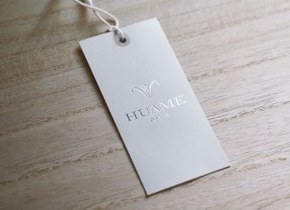Free Silver Foil Vertical Hanging Tag Mockup PSD