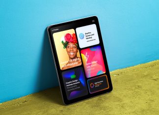 Free Standing iPad Pro Screen Mockup PSD