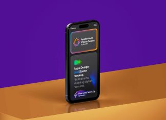 Free Standing iPhone 16 Pro Max UI Mockup PSD