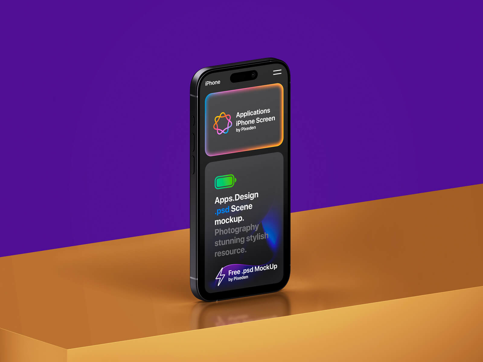 Free Standing iPhone 16 Pro Max UI Mockup PSD