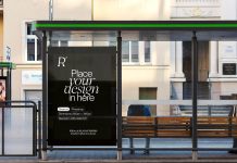 Free Street Ad Bus Stop Poster Mockup PSD