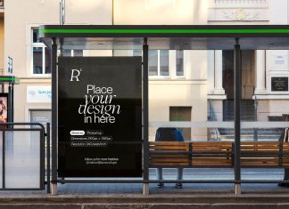 Free Street Ad Bus Stop Poster Mockup PSD