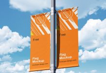 Free Street Pole Flag Banner Mockup PSD Set (1)