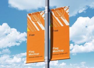 Free Street Pole Flag Banner Mockup PSD Set (1)