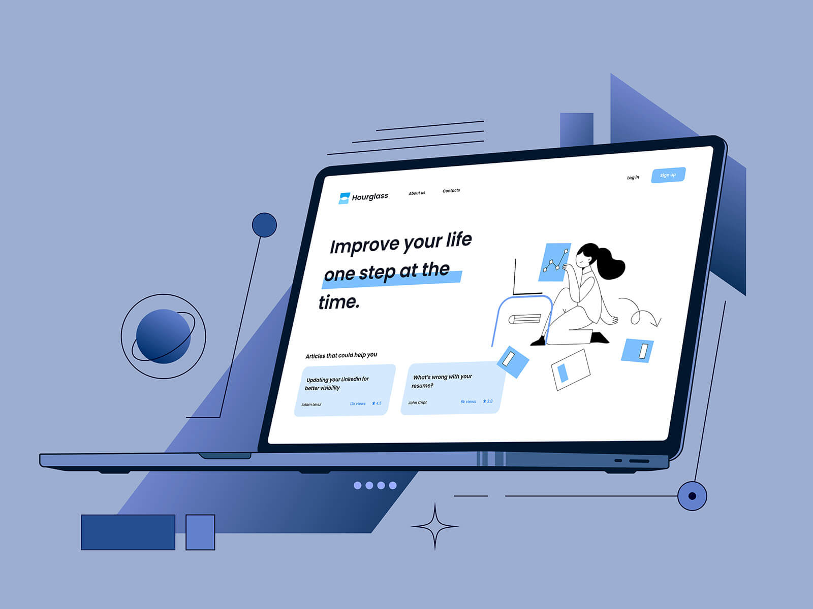 Free Stylized Laptop Mockup PSD