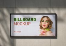 Free Titled Wall-Mounted Billboard Mockup PSD Set