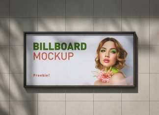 Free Titled Wall-Mounted Billboard Mockup PSD Set