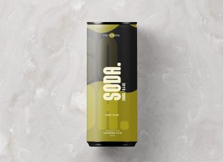 Free Top View 250ml Soda Can Mockup PSD