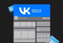 Free VKontakte (VK) Russian Social Media Website Profiles Mockup PSD