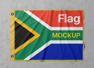 Free Wrinkled Flag Mockup PSD