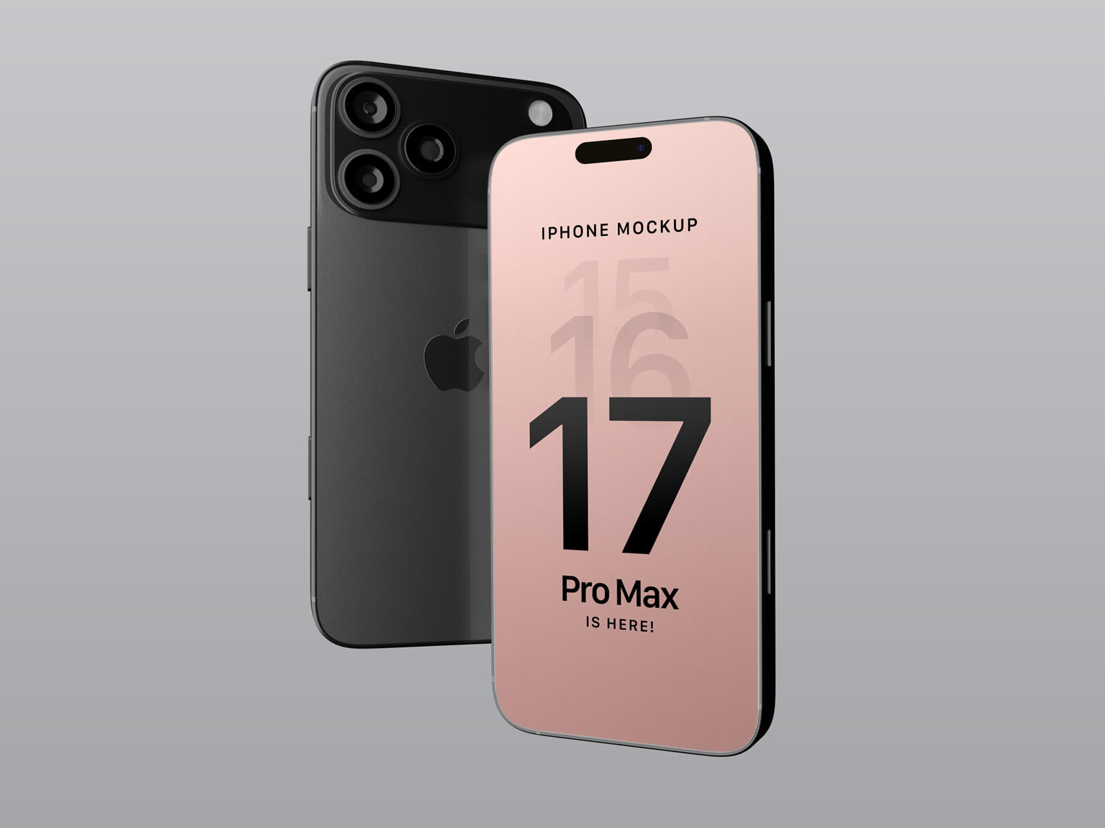 Free Black Titanium iPhone 17 Pro Max Mockup PSD