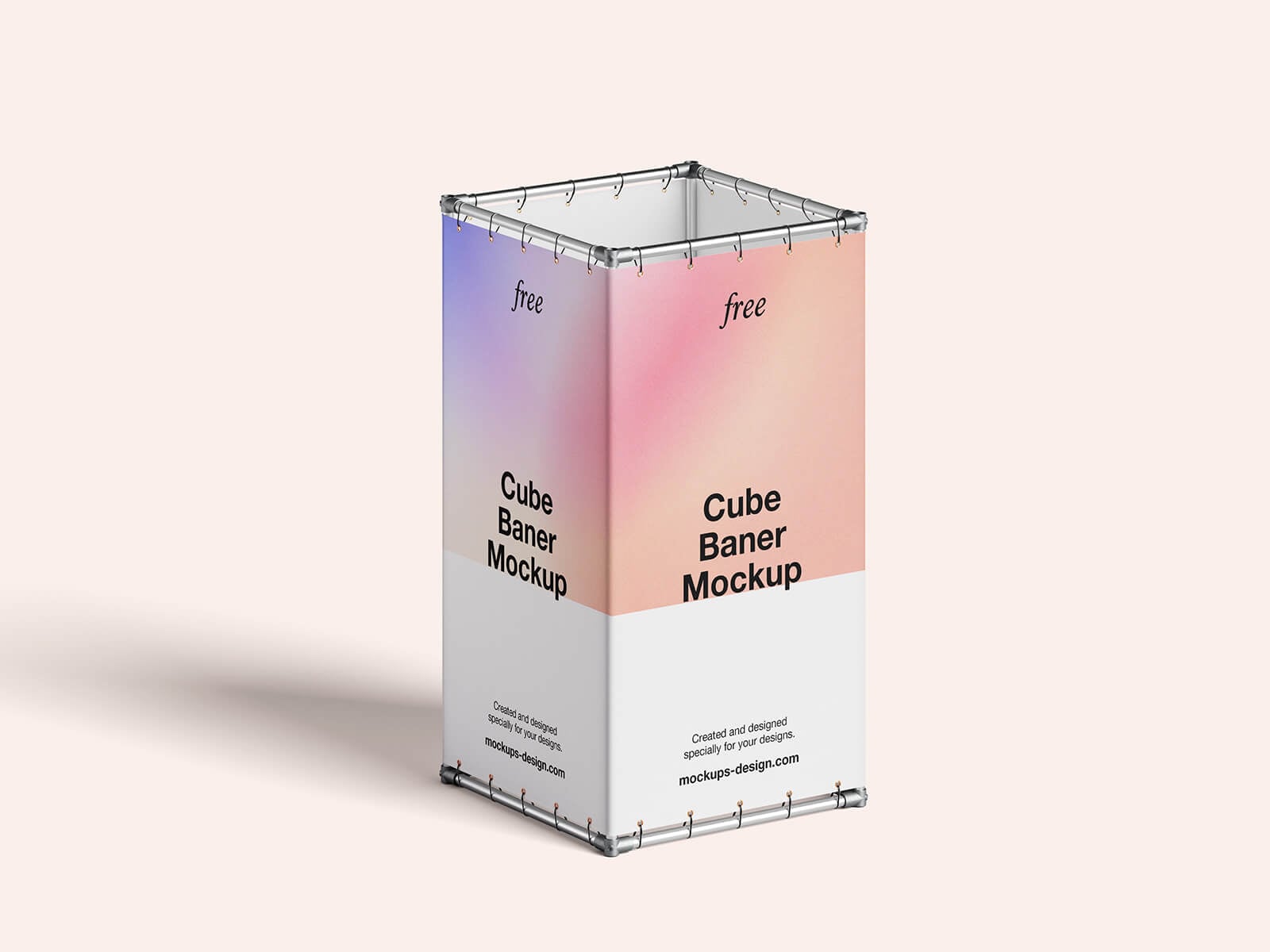 Free 4-Sided Cube Banner Stand Mockup PSD