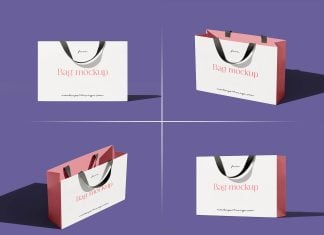 Free Elegant Branded Paper Shopping Bag Mockup PSD