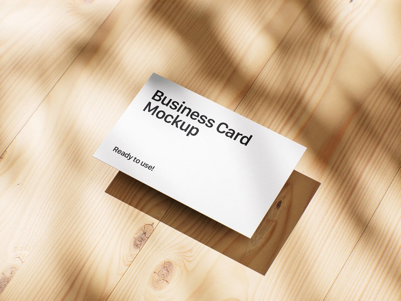 5 Free Business Cards On Wooden Planks Mockup PSD