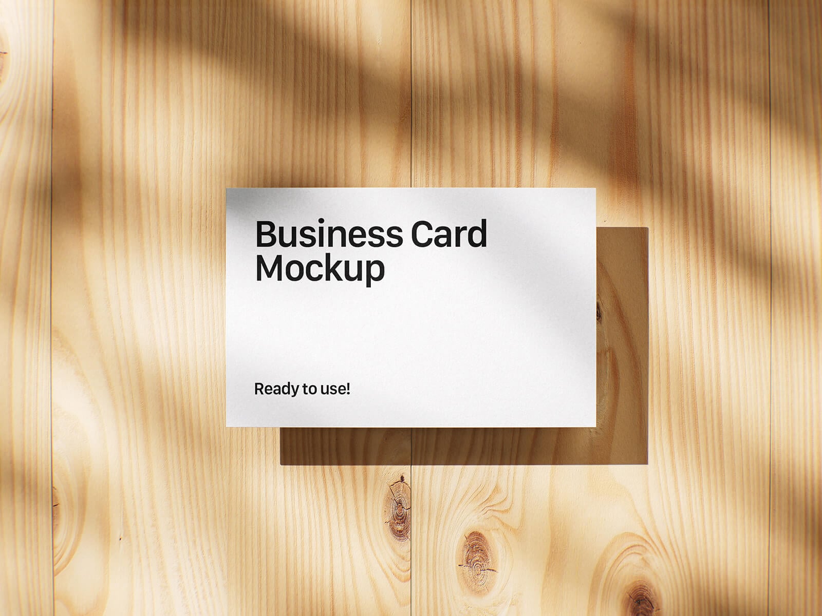 5 Free Business Cards On Wooden Planks Mockup PSD