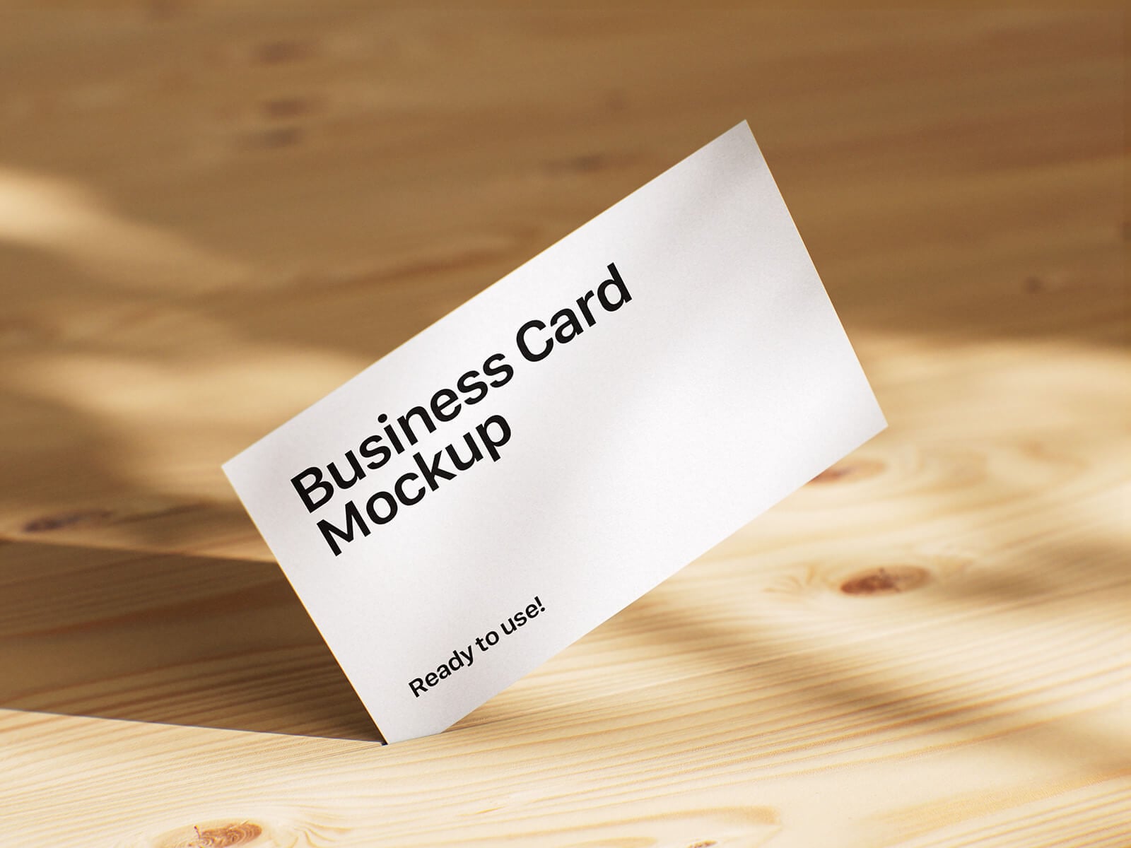 5 Free Business Cards On Wooden Planks Mockup PSD