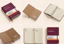 Free Thick Leather Notebook Mockup PSD