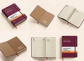 Free Thick Leather Notebook Mockup PSD