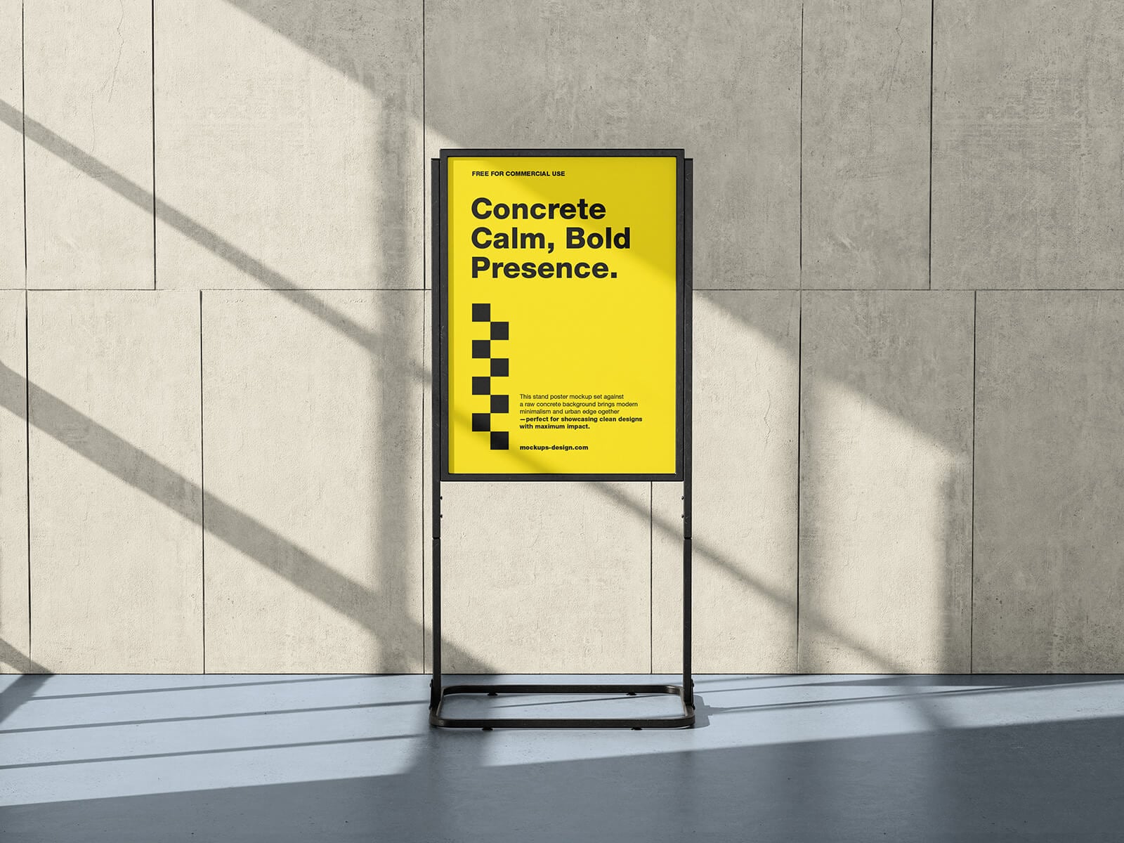 Free Metal Stand Framed Poster Mockup PSD Set
