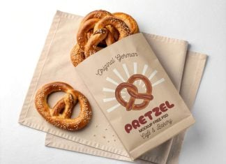 Free Pretzel Kraft Paper Bag Mockup PSD