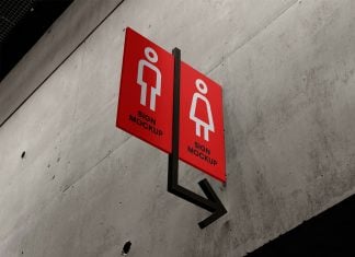 Free WC Pictogram Sign Mockup PSD