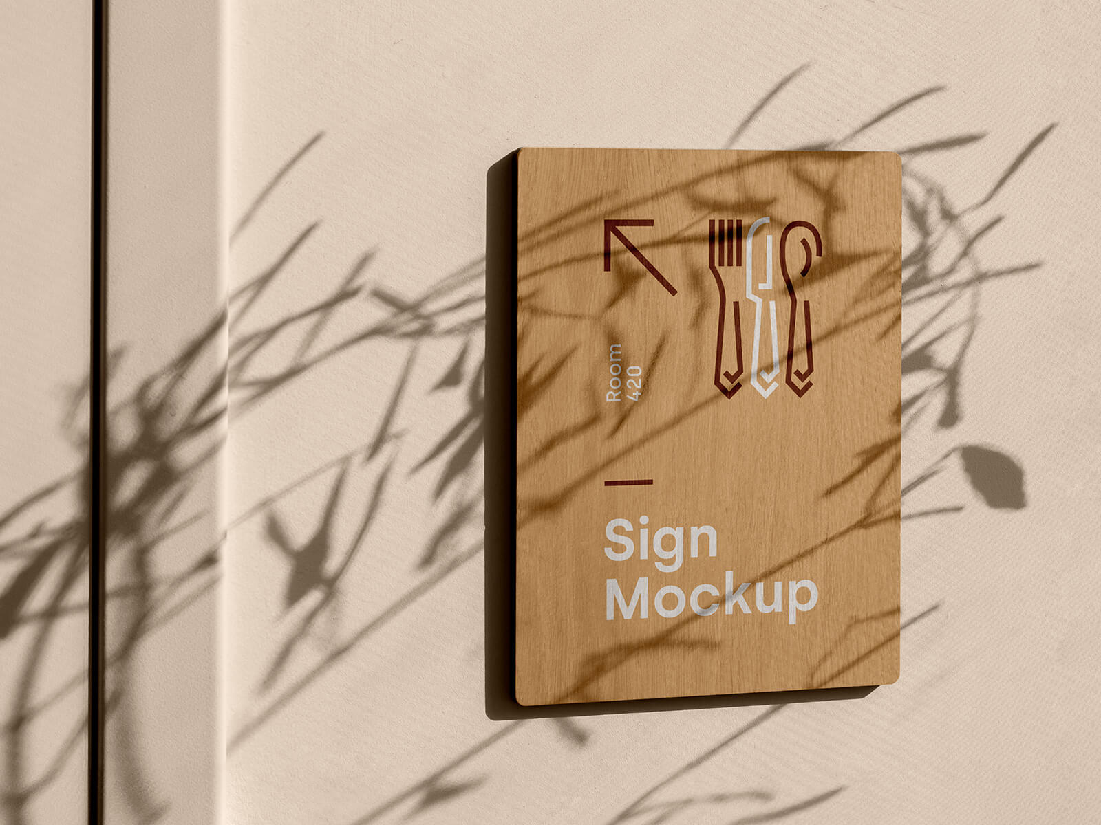 Free Wall-Mounted Wooden Sign Mockup PSD