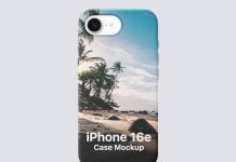 Free iPhone 16e Silicone Case Mockup PSD