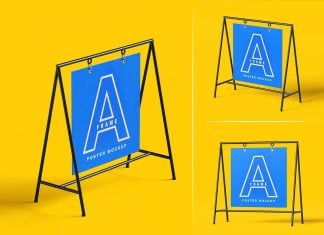 3 Free A-Frame Poster Mockup PSD Files