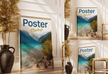Free Poster Frame Mockup PSD Set For (B2, B3, A3 & A2)