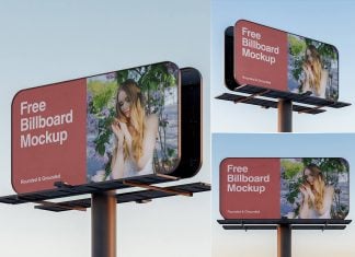 Free Rounded Corner Billboard Mockup PSD