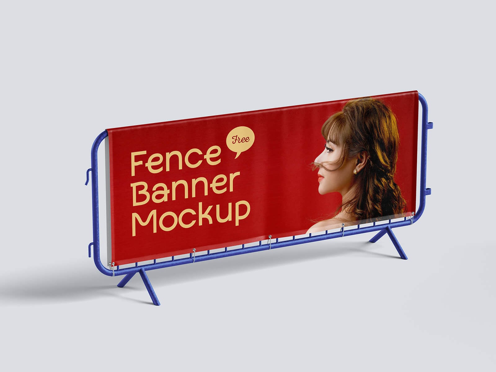 Free Standing Fence Banner Mockup PSD