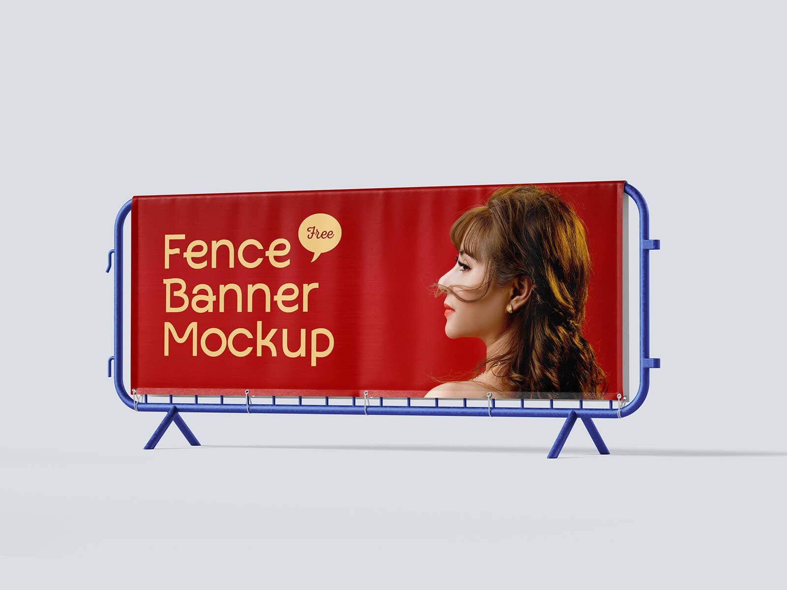 Free Standing Fence Banner Mockup PSD