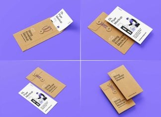 Free DL Flyer String Envelope Mockup PSD