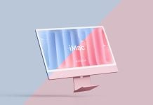 Free Changeable Colors iMac Mockup PSD